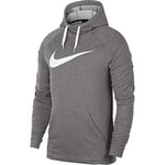 Nike Men's Dry Hyper Full Zip Hooded Sweatshirt, dark grey heather/White, XXL