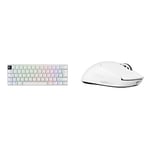 Logitech G PRO X 60 LIGHTSPEED Wireless Gaming Keyboard, Ultra Compact TKL 60% Mechanical Keyboard for PC (QWERTY UK) + PRO X SUPERLIGHT 2 LIGHTSPEED Wireless Gaming Mouse - White