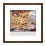 Read And Company The Great Fire Near London Bridge 8X8 Inch Square Wooden Framed Wall Art Print Picture with Mount