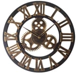 45cm Wall Clock,Retro Industrial Gear Wall Clock, Roman Numeral Decorative Hanging Wall Clock, Wooden Clock Wall for Home Decor