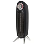 Russell Hobbs RHRETFH1002B 2000 W Black Retro Tower Fan Heater with Adjustable Thermostat, PTC Heating, 20 m² Room Size, 2 Heat Settings and 2 Year Guarantee