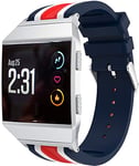 Abasic Strap compatible with Fitbit Ionic Watch Band, Replacement Adjustable Bracelet Silicone Sports Strap (Blue White Red)