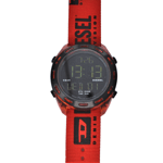 DIESEL CRUSHER Mens Wristwatch Red Fabric Strap Digital Chrono Timer Alarm DZ...