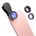 ANSTA Phone Camera Lens Kit, 3-in-1 Clip on Phone Lens, 180° Fisheye Lens, 0.65X Wide Angle Lens and 10X Macro Lens, Compatible with iPhone, Galaxy, etc