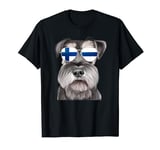 Miniature Schnauzer Dog Finland Flag Sunglasses T-Shirt