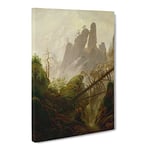 Friedrich Caspar David Rocky Ravine By Caspar David Friedrich Classic Painting Canvas Wall Art Print Ready to Hang, Framed Picture for Living Room Bedroom Home Office Décor, 24x16 Inch (60x40 cm)