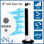 32" Inch Tower Fan Air Cooling Free Standing 3 Speed Oscillating Quiet Slim Fans