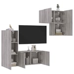 vidaXL 4 Piece TV Wall Units Grey Sonoma Engineered Wood UK GF0