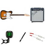 Fender Squier Debut Telecaster Electric Guitar Kit for Beginners, includes Amplifier, Cable, Strap, and Tuner, 2-Colour Sunburst