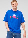 Lacoste x Netflix Back Print T-Shirt - Blue , Blue, Size L, Men