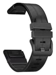 Tiera Garmin Fenix läder-silikon armband quick release svart 22 mm