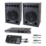 Pronomic DJ Party Set II set complet 2x enceinte festival 15,1x Mixer, ampli, câble.