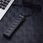 lect carte memoire usb3.0 charging 7 ports wired super speed 5gbps hub with on-off switch led fr88770