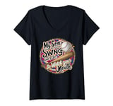 Womens Rally My Son May Not Always Swing But I Do V-Neck T-Shirt