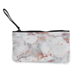 Unisex Wallet,Coin Bags,Rose Gold Marble White Canvas Coin Purse Bag Portable Purse Pouch Bag with Zipper for Lipstick Coins Cash Credit Card Headset USB Charger Keys