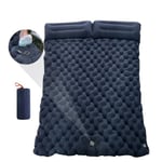 Dubbel uppblåsbar madrass med inbyggd kudde pump utomhus sovbädd camping luft matta