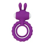 AUCUNE Cockring,Silicone double vibrant anneau de coq vibrateur Dick pénis Cockring adulte jouets sexuels pour - Type Purple rabbit