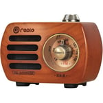 R-818 Radio Portable Rechargeable, Bluetooth 5.0 Mini Poste Radio Support Radio FM et Prise AUX, Radio Vintage en Bois de Cerisier Naturel au Son et à la Basse HD