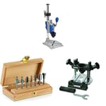 Dremel 220 Workstation - 2-in1 Multi Purpose Drill Press & Rotary Tool & Dremel 660 Router Bit Set, 7 Multipurpose Router Bits & Dremel 335 Plunge Router - Rotary Tool Attachment