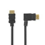 Nedis High Speed ​​HDMI ™ Kaapeli Ethernet | Oikea Hooked HDMI ™ -liitin | HDMI™ liitin | 4K@30Hz | 10.2 Gbps | 1.50 m | Pyöreä | PVC | Musta | Kirjekuori