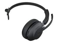 Jabra Evolve2 65 MS Mono - Micro-casque - sur-oreille - convertible - Bluetooth - sans fil - USB-A - isolation acoustique - noir - Certifié pour Microsoft Teams