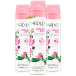 3x Yardley ENGLISH ROSE Body Spray Fragrance 75ml