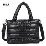 Puffer Tygväska Quiltad Puffy Handväska SVART Black