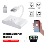 Trådløs CarPlay-adapter til iPhone, Apple Carplay-dongle, der konverterer fra kabel til trådløs, plug & play Bluetooth og 5 GHz WiFi Auto-Connect, kom