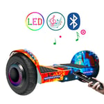 QINGMM Hoverboard,with Bluetooth Speaker And LED Lights Self-Balancing Car,8" All Terrain Intelligent Electric Scooter,for Kids And Adults,Ice fire