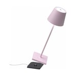 Lampe de table LED Poldina Pro Rose, rechargeable et dimmable