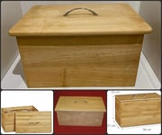 Traditional Wooden Bread Bin Kitchen Storage for Large Bread Container with Wooden Lid for Kitchen - 36.5 x 22 x 20.5 cm