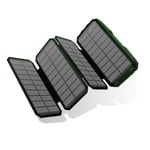 Foldable Mobile Power Supply 20000Mah Solar Mobile Power Portable Charger with External Battery, USB Mobile Power Supply for Smart Phones,Green