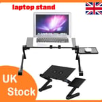 Adjustable Folding Laptop Stand Tray Desk Table with mouse Pad Dual Cooling Fan