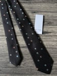 PAUL SMITH BUTTON MOTIF NARROW TIE WITH HOMER AFGHAN DOG LINING MADE IN ITALY