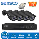 CCTV Security Camera System Kit 5MP HD 4CH HDMI DVR Home Outdoor with Hard Drive
