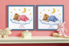 Vervaco Birth Record Teddy on Clouds Counted Cross Stitch Kit, Multi-Colour