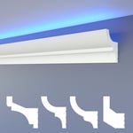 Heximo - led moulures classiques, éclairage indirect corniche de plafond xps Styropor: HLED-9 - 55x72 mm, 1.7 mètres / 1 réglette