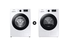Samsung Series 5 ecobubble™ Washing Machine and Heat Pump Tumble Dryer, 9kg in White (F-WW90TDV90T)