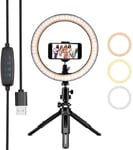 10.2 Inch Selfie Ring Light with Tripod Stand and Cell Phone Holder for Live Stream/Makeup, Led Camera Ringlight for YouTube Video/Photography Compatible with iPhone and Android phone