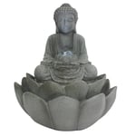 Gr8 Home Zen Buddhism Buddha Lotus Flower Water Feature Fountain LED Lights Indoor Table Top Statue Decor Ornament Waterfall Decoration