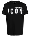 Dsquared2 Mens Icon Spray Logo-print T-shirt in Black Cotton - Size X-Large