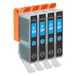 4 Cyan Ink Cartridges to replace Canon CLI-521C Compatible for PIXMA