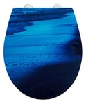 WENKO Abattant WC Original Surface Relief Deep Sea, abattant WC avec Frein de Chute Easy Close, Fixation Acier INOX Fix Clip, Duroplastique, 38x44,5 cm, Multicolore