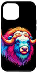 iPhone 15 Pro Max Cool Musk Ox Graphic Spirit Animal Illustration Tie Dye Art Case