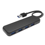 KabelDirekt – Hub USB 3.0 4 ports (forme compacte, raccordement Plug&Play sur PC et Mac, 4 prises USB-A/1 fiche USB-A, pour disposer de ports USB supplémentaires, SuperSpeed/5 Gbit/s, noir)