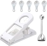 OBSGUMU 1Pcs Egg Slicer 2 in 1 Egg Cutter Fruit Slicer with Stainless Steel Wire and 1Pcs Stainless Steel Egg Cracker Topper, Kitchen Aid for Cutting Eggs, Fruit(5Pcs Egg Separator As a Gift)