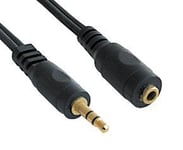 World of Data - 10m 3.5mm Jack Extension Cable - Premium Quality - 24k Gold Plated - Audio - Stereo - Male to Female - Black coloured