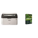 Brother HL-1210W Mono Laser Printer | Single Function, Wireless | USB 2.0, Compact | A4 Printer | Home Printer | UK Plug & Multicopy Zero A4 Paper, 80gsm, 500 sheets,Pack of 1