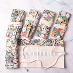 Cat Canvas Bag Holder Wrap Roll Up Stationery Pen Brushes Pencil 72 Holes
