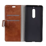Flip Case for Nokia 5, Business Case with Card Slots, Leather Cover Wallet Case Kickstand Phone Cover Shockproof Case for Nokia 5 (Brown)